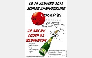 VENEZ FETER LES 20 ANS DU CODEP LE 14 JANVIER 2012