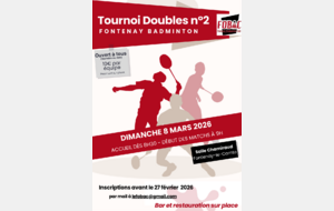 Tournoi Doubles n°2 du FOBAC le dimanche 8 mars 2026