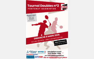 Tournoi Doubles n°2 du FOBAC le dimanche 8 mars 2026