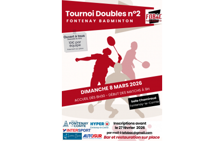 Tournoi Doubles n°2 du FOBAC le dimanche 8 mars 2026
